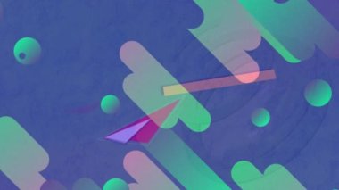 Mavi arkaplanda hareket eden renkli soyut şekillerin dijital animasyonu. Soyut doku ve tasarım kavramına sahip arkaplanlar
