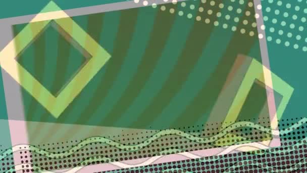 Animación Digital Formas Abstractas Colores Que Mueven Sobre Fondo Verde — Vídeos de Stock