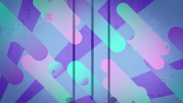 Digitale Animation Farbenfroher Abstrakter Formen Die Sich Vor Blauem Hintergrund — Stockvideo