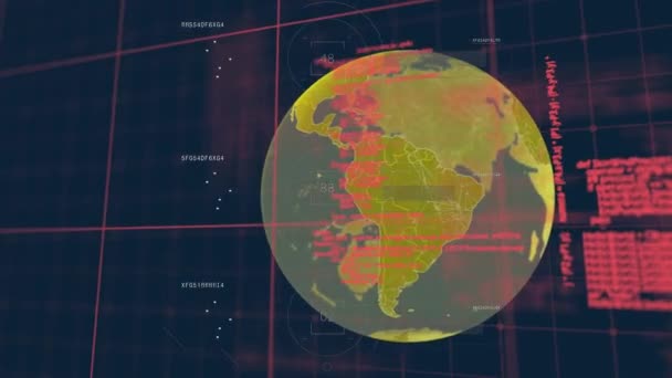 Animation Der Digitalen Datenverarbeitung Über Den Globus Globales Online Computing — Stockvideo