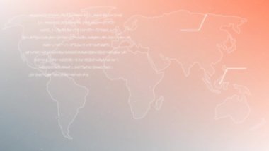 Pembe arka planda dünya haritasının animasyonu. renk, hareket ve ışık arkaplan kavramı, dijital olarak oluşturulmuş video.