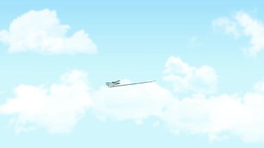 Bulutlu gökyüzünün üzerindeki ovanın animasyonu. renk, hareket ve ışık arkaplan kavramı, dijital olarak oluşturulmuş video.