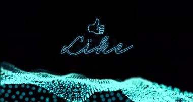 Neon gibi bir animasyon ve mavi parıltılı siyah arkaplanı ver. bilgisayarlar, iletişim ve eğlence konsepti dijital olarak oluşturulmuş video.