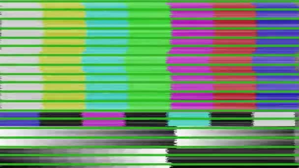 Animación Líneas Verdes Sobre Pantalla Televisión Con Fallo Técnico Interfaz — Vídeos de Stock