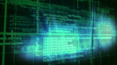 Şebeke ve kareler üzerinde veri işleme animasyonu. küresel hesaplama ve veri işleme kavramı dijital olarak oluşturulmuş video.