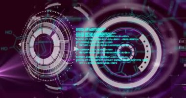 Çeşitli veriler ve insan modeli üzerinden kimyasal formüllerin ve veri işlemenin animasyonu. dijital güvenlik, biyometrik veri, bilim ve teknoloji konsepti dijital olarak oluşturulmuş video.