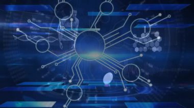 Çift ırklı erkek rugby oyuncusu üzerine farklı verilerin animasyonu. global spor, bağlantılar ve teknoloji konsepti dijital olarak oluşturulmuş video.