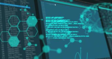 Veri işleme yerine beyin animasyonu. küresel iş, finans, bağlantılar ve dijital arayüz konsepti dijital olarak oluşturulmuş video.