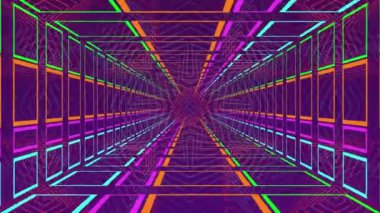 Renkli arka planda şekillerin canlandırılması. küresel iş, finans, bağlantılar ve dijital arayüz konsepti dijital olarak oluşturulmuş video.