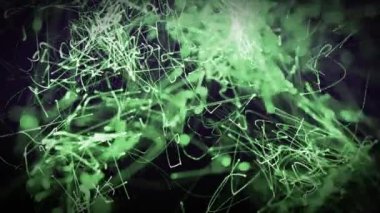 Siyah zemin üzerindeki ışık izlerinin animasyonu. küresel iş, finans, bağlantılar ve dijital arayüz konsepti dijital olarak oluşturulmuş video.