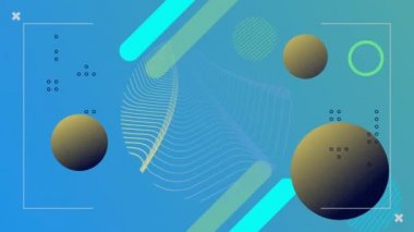 Mavi arka planda hareket eden şekillerin ve beneklerin canlandırması. Sosyal medya ve iletişim arayüzü kavramı dijital olarak oluşturulmuş video.