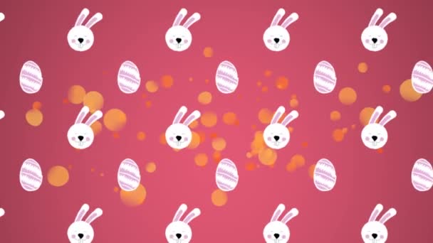 Animation Falling White Bunnies Eggs Pink Background Ester Celebration Digitally — Stock Video