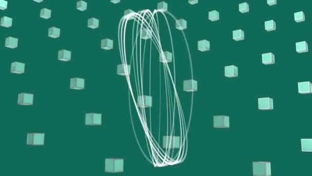 Анімація Кіл Фігур Зеленому Тлі Концепція Наукової Обробки Даних Цифровому — стокове відео