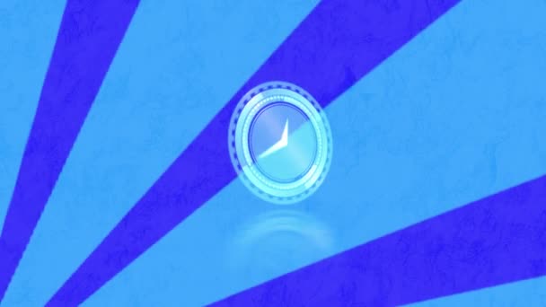 Animación Del Reloj Movimiento Sobre Fondo Azul Concepto Interfaz Comunicación — Vídeo de stock