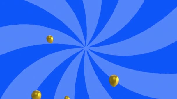 Animation Ballons Dorés Sur Fond Bleu Concept Interface Communication Médias — Video