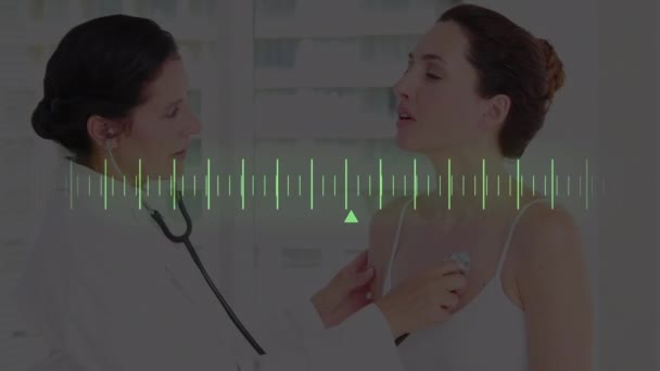 Animering Databehandling Över Olika Läkare Och Patientbakgrund Globalt Koncept För — Stockvideo