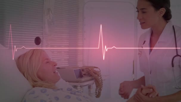 Κινούμενα Σχέδια Του Καρδιογραφήματος Πάνω Από Διαφορετικές Γιατρό Και Υπόβαθρο — Αρχείο Βίντεο