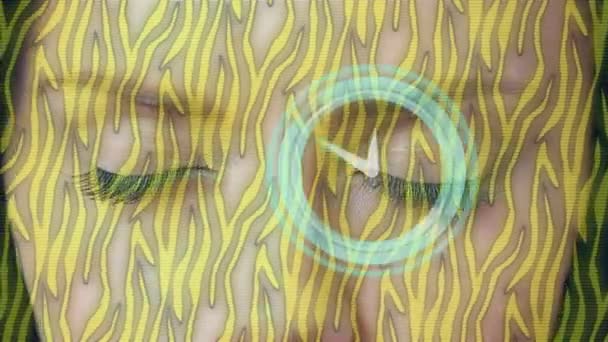 Animación Del Reloj Movimiento Formas Sobre Los Ojos Concepto Interfaz — Vídeos de Stock