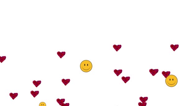 Animation Cœur Des Icônes Emoji Sur Fond Blanc Concept Interface — Video