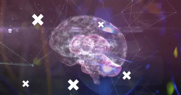 Анимация Мозга Обработки Данных Рисованием Лиц Серверной Глобальный Бизнес Цифровой — стоковое видео