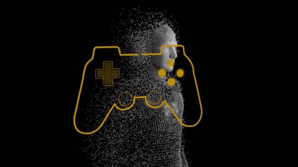 Анімація Ігрового Майданчика Над Людськими Моделями Чорному Цифровому Тлі Наука — стокове відео