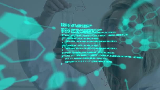 Animation Scientific Data Focused Caucasian Female Lab Worker Science Human — стоковое видео