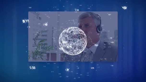 Animação Globo Com Números Sobre Diversos Empresários Conceito Global Negócios — Vídeo de Stock
