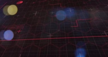 Siyah dijital alanda ışıkların ve veri işlemenin animasyonu. veri işleme, teknoloji ve dijital arayüz kavramı dijital olarak oluşturulmuş video.