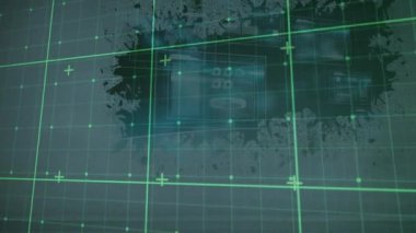 Lekeler ve teknoloji cihazları üzerinde kontrol ekranını hareket ettirme animasyonu. bilgisayarlar, teknoloji, veri işleme, bağlantılar ve dijital arayüz konsepti dijital olarak oluşturulmuş video.