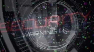 Sayma, uyarı, güvenlik ve parmak izlerinin animasyonu siyah boşlukta noktalarla hareket ediyor. global internet güvenliği, veri işleme, bağlantılar ve dijital arayüz konsepti dijital olarak oluşturulmuş vi