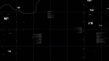 Sayıların animasyonu ve siyah arkaplan üzerine çeşitli veriler. küresel bağlantılar, teknoloji ve dijital arayüz konsepti dijital olarak oluşturulmuş video.