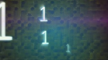 Arkaplanda kare ile ikili kod animasyonu. programlama, veri işleme ve teknoloji konsepti dijital olarak oluşturulmuş video.