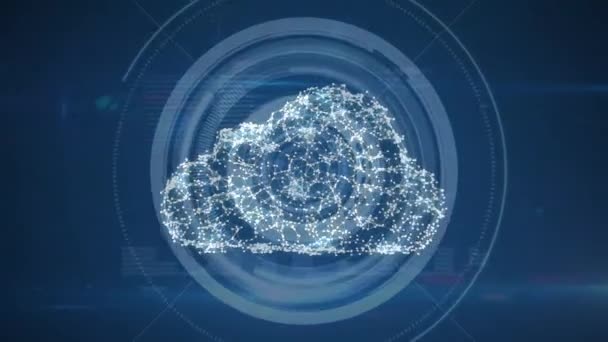 Animace Cloudu Digitálního Visacího Zámku Modrém Pozadí Globální Bezpečnost Internetu — Stock video