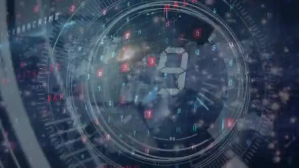 Animering Räkna Och Cirklar Över Världskartan Säkerhet Hänglås Och Malware — Stockvideo