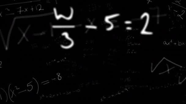 Animation Mathematischer Formeln Auf Schwarzem Hintergrund Wissenschaft Mathematik Technologie Und — Stockvideo