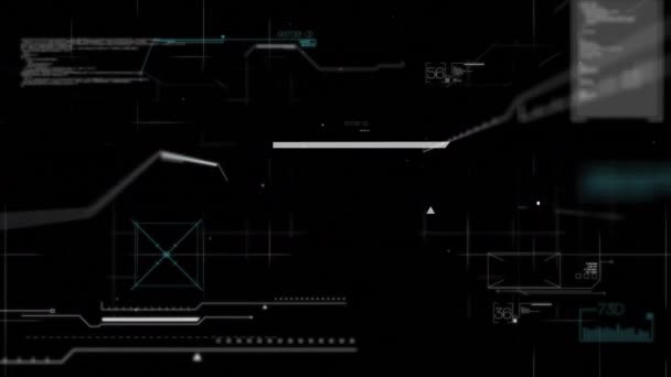Анимация Разнообразной Обработки Данных Черном Экране Глобальных Соединений Технологий Цифрового — стоковое видео