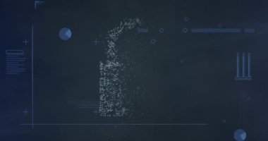 Karanlık arka plandaki veri işleme üzerinde asma kilit animasyonu. küresel iletişim ve veri güvenliği konsepti dijital olarak oluşturulmuş video.