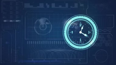 Donanma geçmişinde tarama ve veri işleme animasyonları. küresel iletişim ve veri güvenliği konsepti dijital olarak oluşturulmuş video.