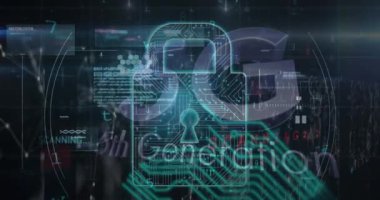 Donanmanın arka planında asma kilit ve veri işleme animasyonu. küresel iletişim ve veri güvenliği konsepti dijital olarak oluşturulmuş video.