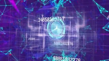 Mavi arka planda hareket eden saatlerin ve şekillerin animasyonu. Sosyal medya ve iletişim arayüzü kavramı dijital olarak oluşturulmuş video.