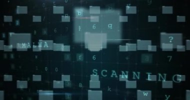 Donanmanın arka planında asma kilit ve veri işleme animasyonu. küresel iletişim ve veri güvenliği konsepti dijital olarak oluşturulmuş video.