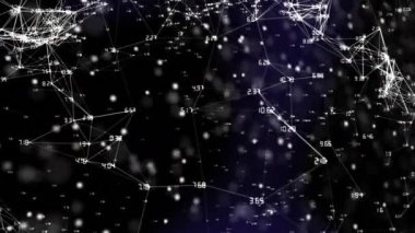 Dijital siyah uzayda sayılarla olan bağlantı ağı üzerinden kırmızı şekillerin animasyonu. küresel bağlantılar, veri işleme ve teknoloji konsepti dijital olarak oluşturulmuş video.