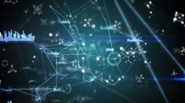 Dijital siyah ve mavi uzayda çeşitli verilerle bağlantı ağının animasyonu. küresel bağlantılar, veri işleme ve teknoloji konsepti dijital olarak oluşturulmuş video.