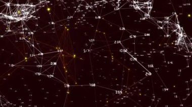 Dijital siyah uzayda bağlantı ağı üzerinden kırmızı şekillerin animasyonu. küresel bağlantılar, veri işleme ve teknoloji konsepti dijital olarak oluşturulmuş video.