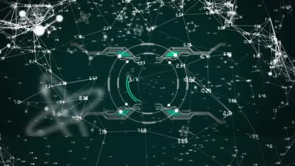Animasi Jaringan Koneksi Dengan Molekul Dalam Ruang Hitam Digital Koneksi — Stok Video