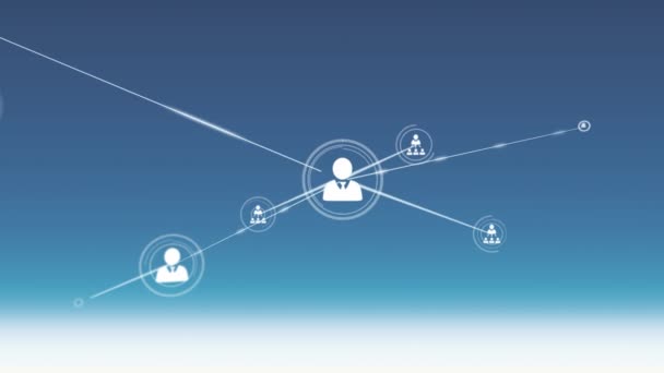 파란색 사람들의 아이콘 네트워크 애니메이션 글로벌 네트워크 디지털 인터페이스 디지털 — 비디오