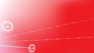 Kırmızı arkaplan üzerindeki simgelerle bağlantı ağının canlandırılması. küresel ağlar, bağlantılar ve dijital arayüz konsepti dijital olarak oluşturulmuş video.