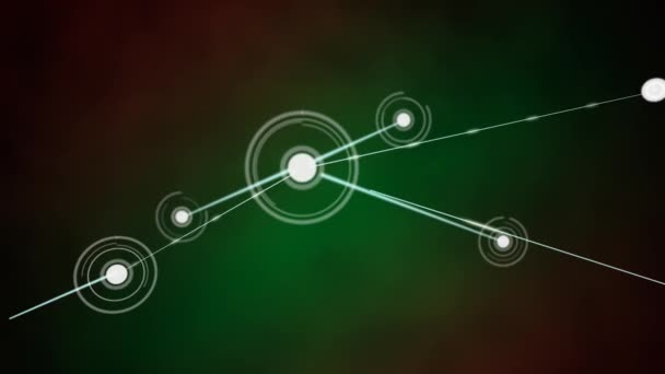 緑の背景にスポットとの接続のネットワークのアニメーション グローバルネットワーク接続デジタルインターフェースの概念デジタル生成されたビデオ — ストック動画
