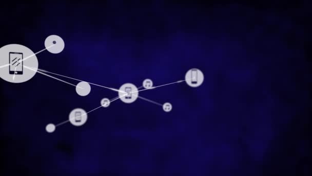 Animation Network Connections Icons Blue Background Global Networks Connections Digital — Stock Video