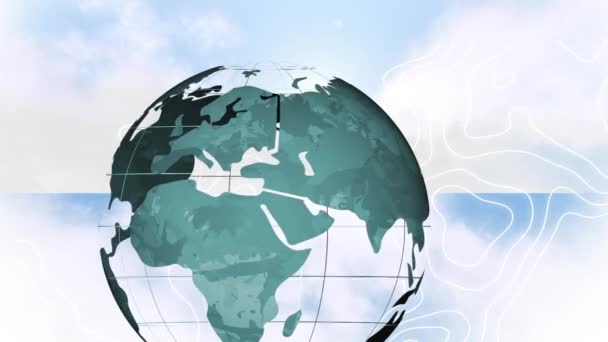 Beyaz Harita Çizgileri Dünya Ağının Animasyonu Küresel Bağlantılar Veri Işleme — Stok video